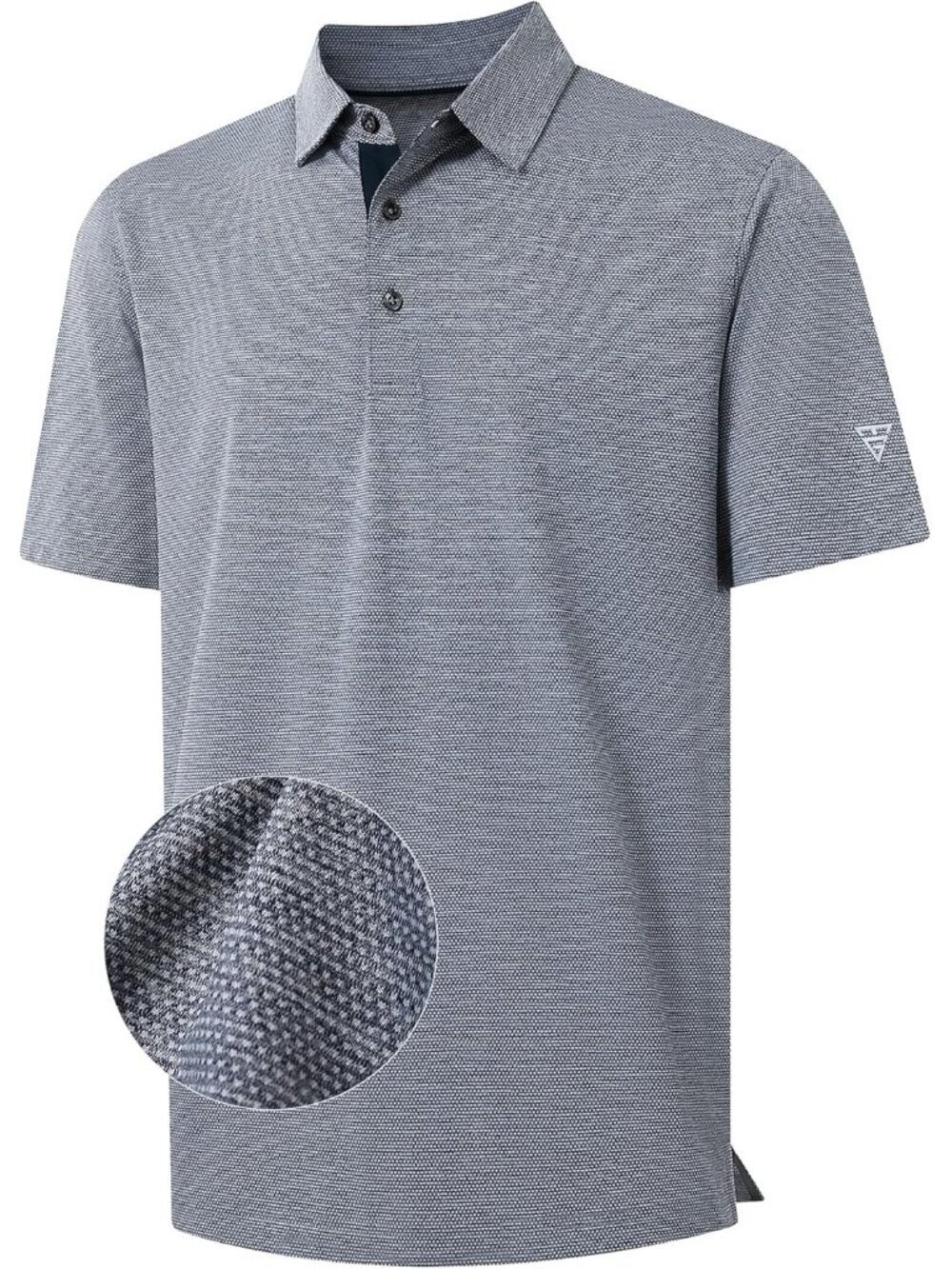 Mens Navy Heather Dry Fit Short Sleeve Performance Moisture Wicking Active Tee